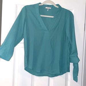Turquoise blouse with tie sleeves XS